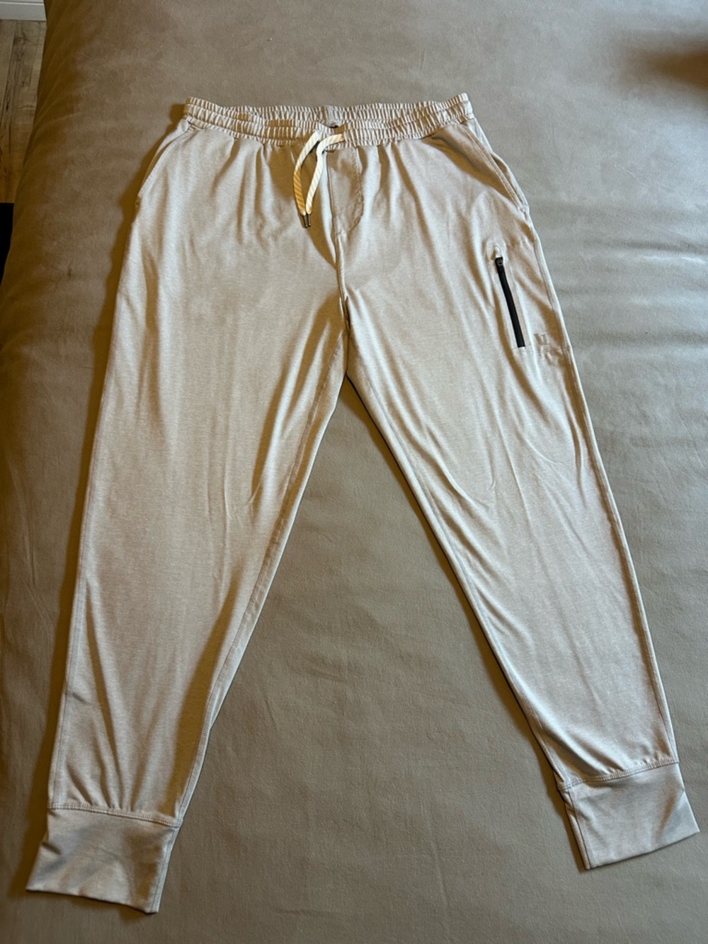 Vuori Light Grey Drawstring Joggers with Zip Pocket